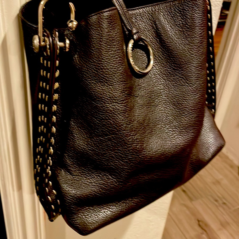 Vintage BCBGMAXAZARIA beautiful dark chocolate leather with stitching